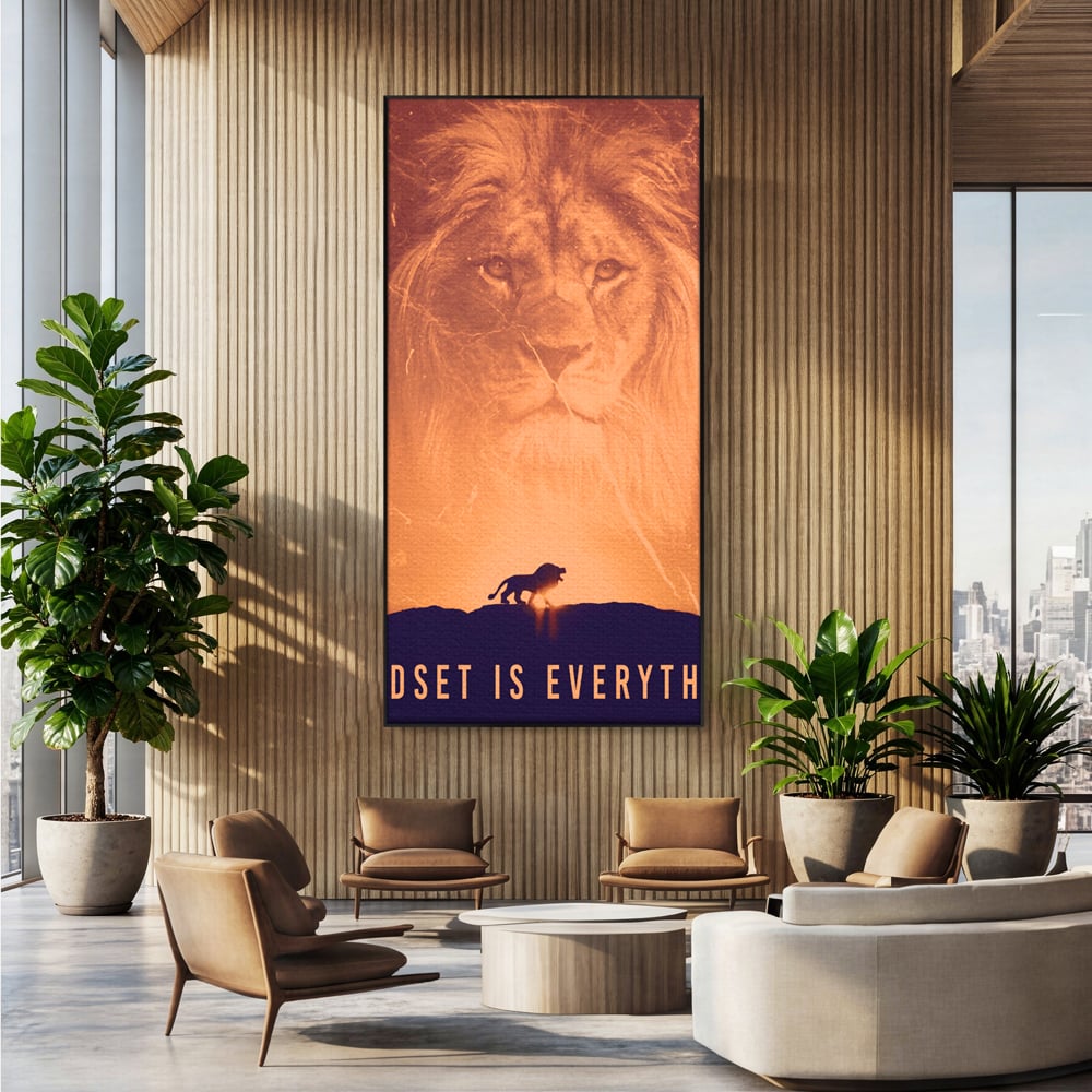 Tablou Canvas Premium LuxCanva® A1049, The Lion King ,  Leu, Regele Junglei, Safari, Motivational, Culori Vibrante