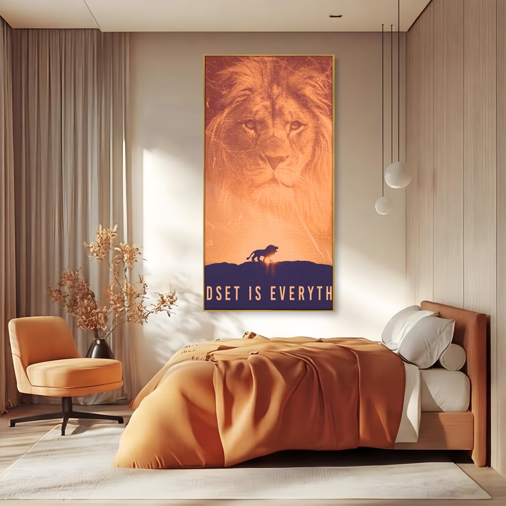 Tablou Canvas Premium LuxCanva® A1049, The Lion King ,  Leu, Regele Junglei, Safari, Motivational, Culori Vibrante
