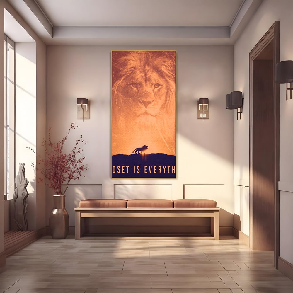 Tablou Canvas Premium LuxCanva® A1049, The Lion King ,  Leu, Regele Junglei, Safari, Motivational, Culori Vibrante