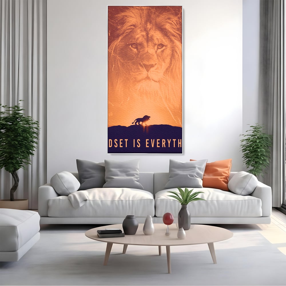 Tablou Canvas Premium LuxCanva® A1049, The Lion King ,  Leu, Regele Junglei, Safari, Motivational, Culori Vibrante