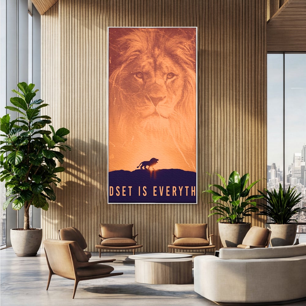 Tablou Canvas Premium LuxCanva® A1049, The Lion King ,  Leu, Regele Junglei, Safari, Motivational, Culori Vibrante