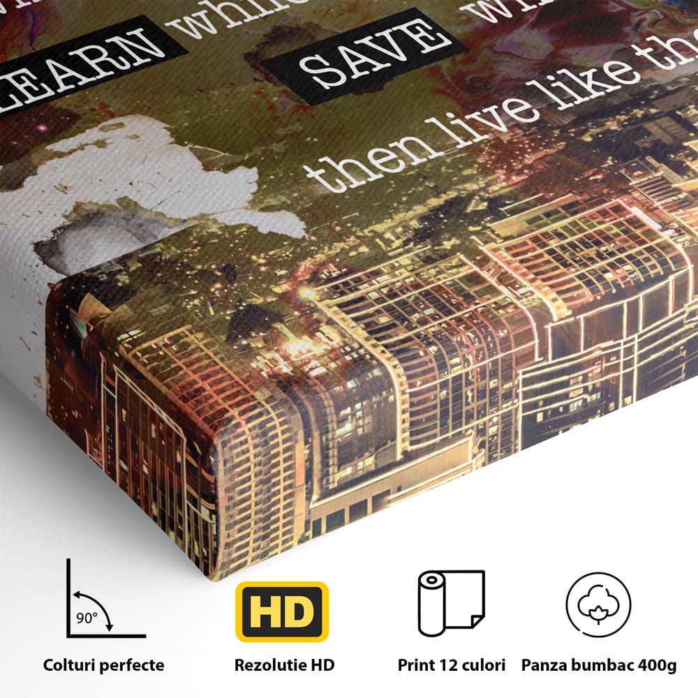 Tablou Canvas Premium LuxCanva® A1050, Dreams Work , Visuri, Munca, Succes, Motivational, Culori Vibrante