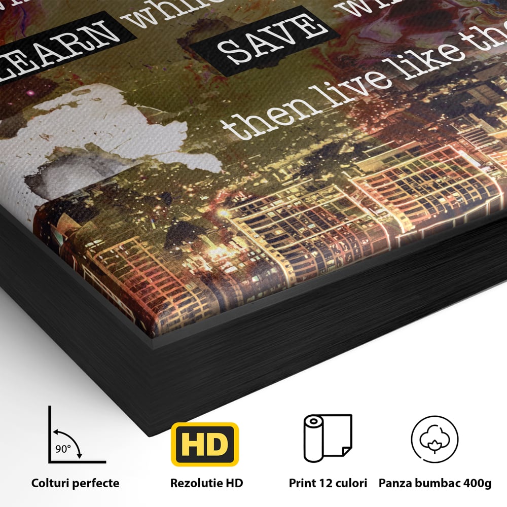 Tablou Canvas Premium LuxCanva® A1050, Dreams Work , Visuri, Munca, Succes, Motivational, Culori Vibrante