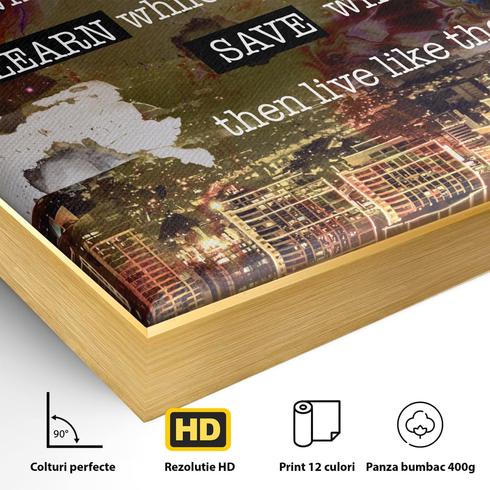 Tablou Canvas Premium LuxCanva® A1050, Dreams Work , Visuri, Munca, Succes, Motivational, Culori Vibrante