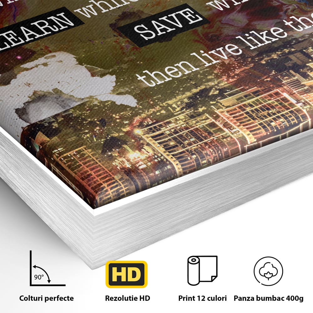Tablou Canvas Premium LuxCanva® A1050, Dreams Work , Visuri, Munca, Succes, Motivational, Culori Vibrante