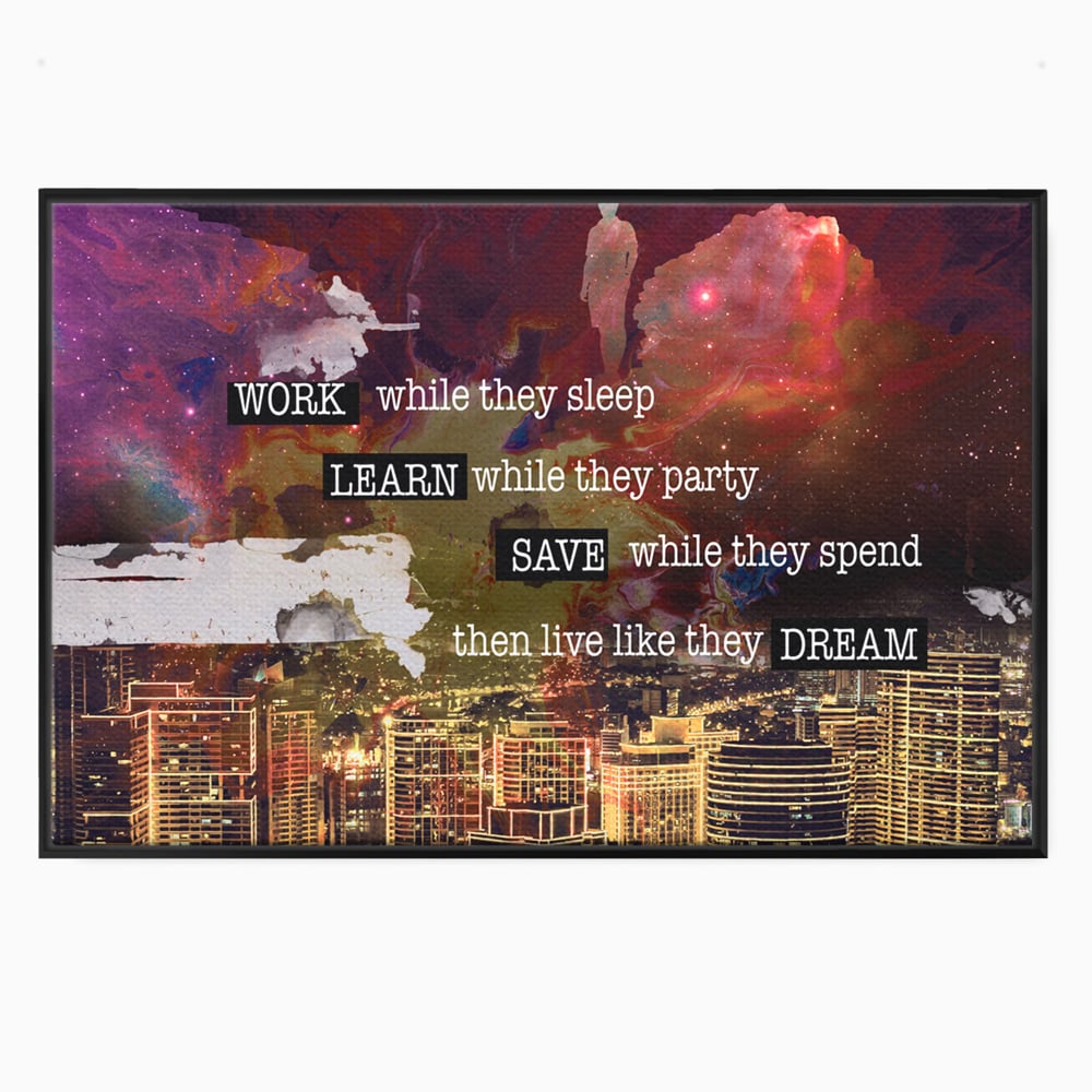 Tablou Canvas Premium LuxCanva® A1050, Dreams Work , Visuri, Munca, Succes, Motivational, Culori Vibrante
