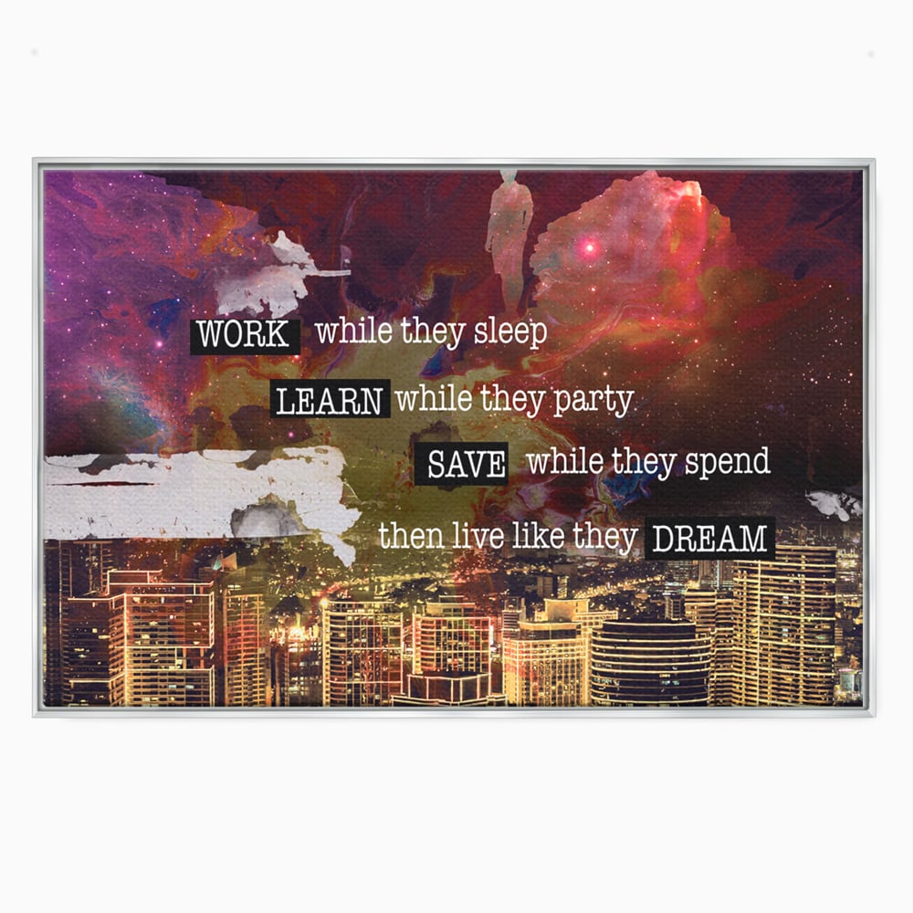 Tablou Canvas Premium LuxCanva® A1050, Dreams Work , Visuri, Munca, Succes, Motivational, Culori Vibrante