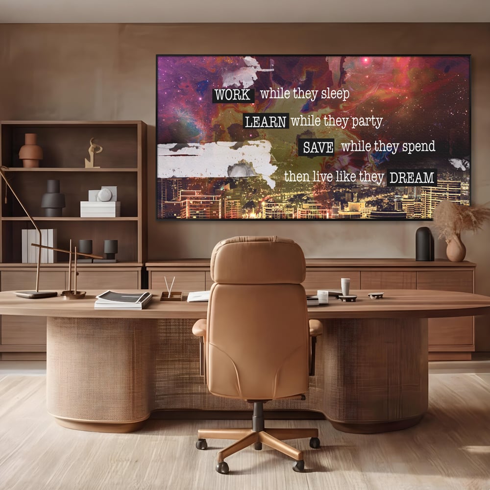 Tablou Canvas Premium LuxCanva® A1050, Dreams Work , Visuri, Munca, Succes, Motivational, Culori Vibrante