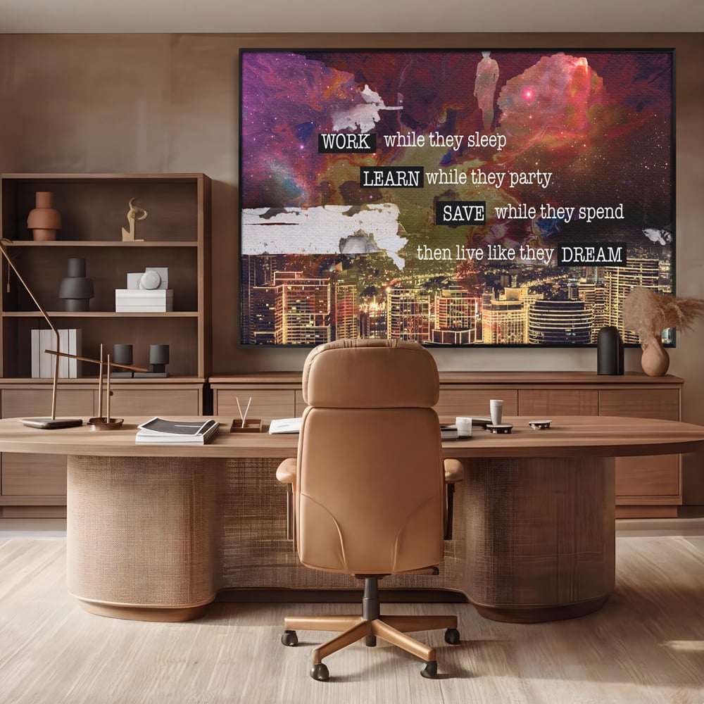 Tablou Canvas Premium LuxCanva® A1050, Dreams Work , Visuri, Munca, Succes, Motivational, Culori Vibrante