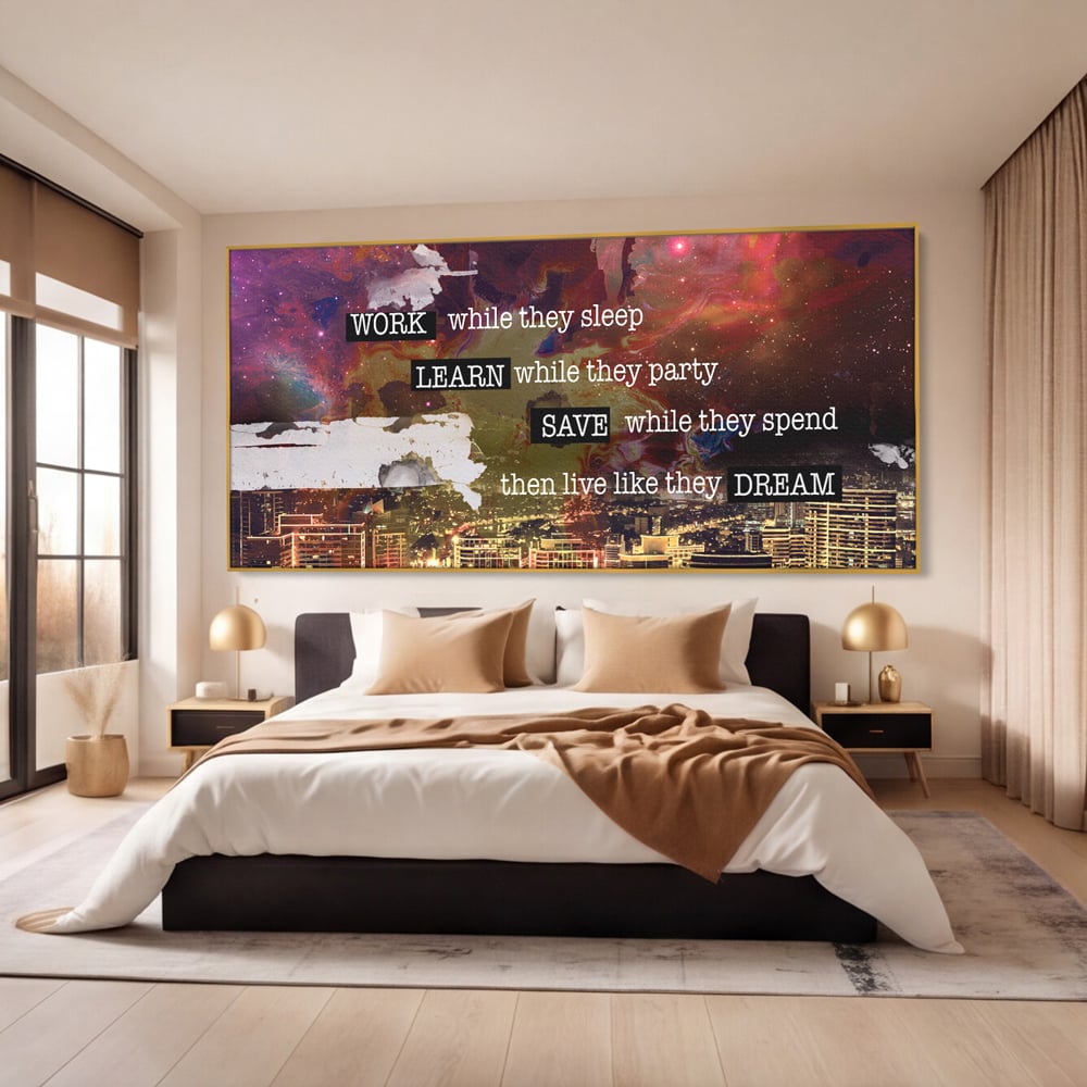 Tablou Canvas Premium LuxCanva® A1050, Dreams Work , Visuri, Munca, Succes, Motivational, Culori Vibrante