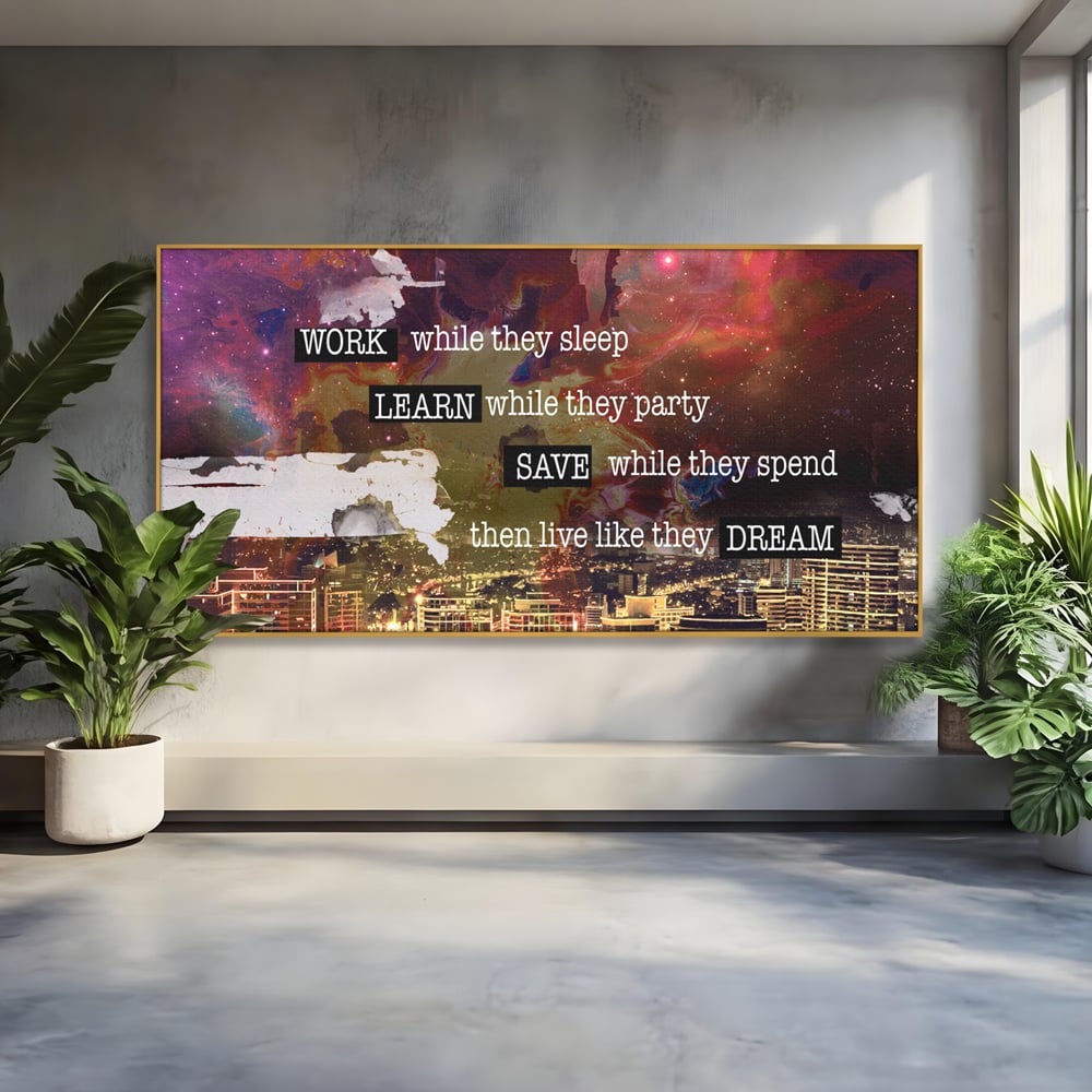 Tablou Canvas Premium LuxCanva® A1050, Dreams Work , Visuri, Munca, Succes, Motivational, Culori Vibrante