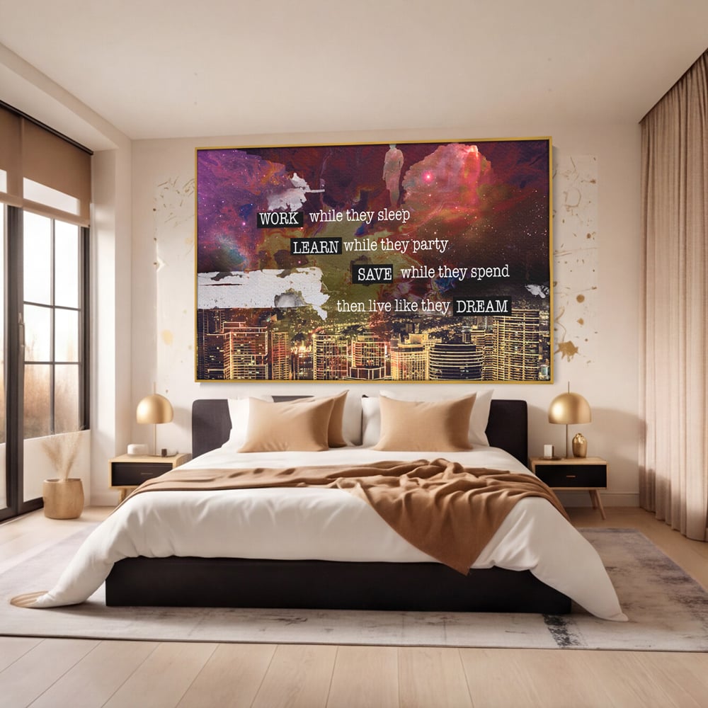 Tablou Canvas Premium LuxCanva® A1050, Dreams Work , Visuri, Munca, Succes, Motivational, Culori Vibrante