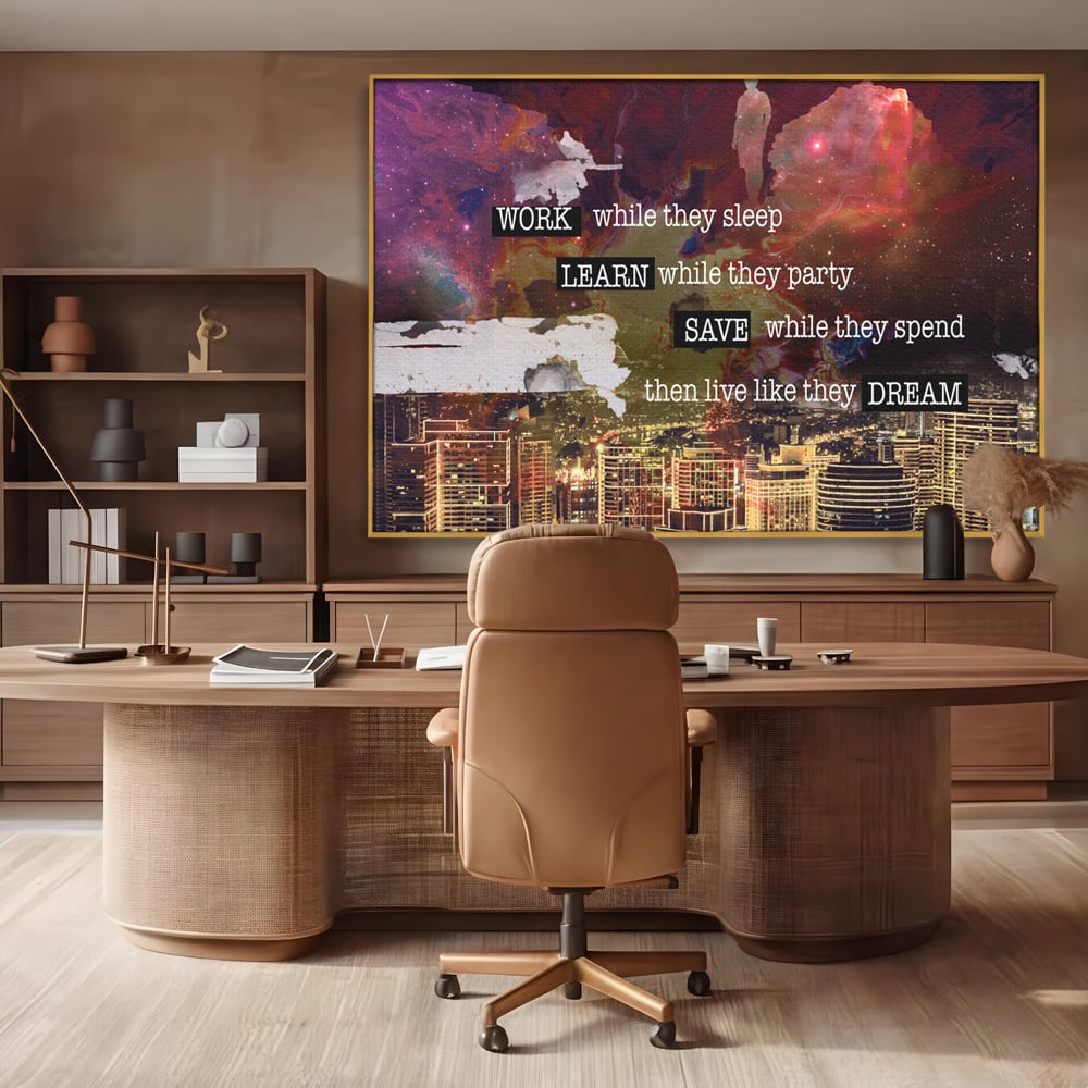 Tablou Canvas Premium LuxCanva® A1050, Dreams Work , Visuri, Munca, Succes, Motivational, Culori Vibrante