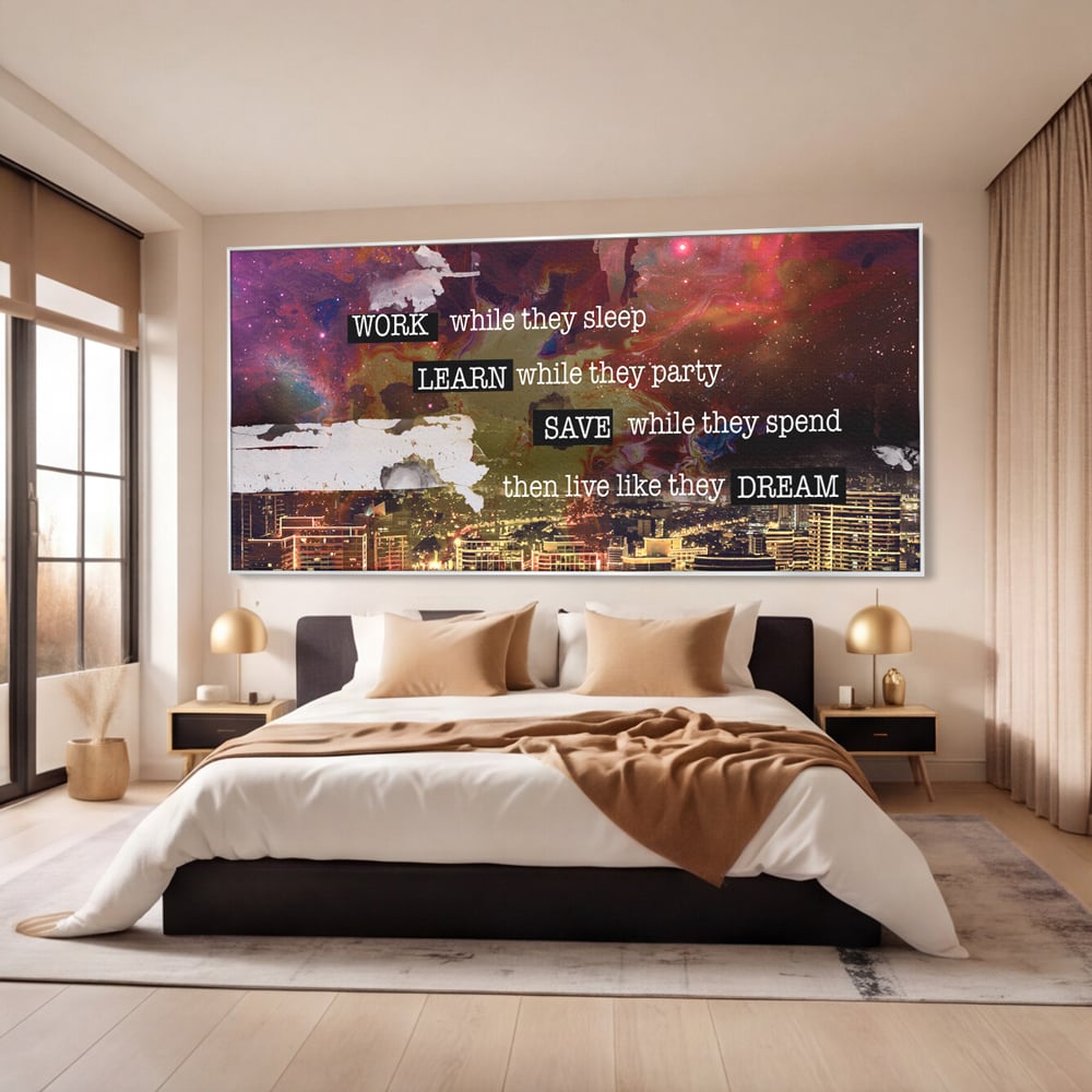 Tablou Canvas Premium LuxCanva® A1050, Dreams Work , Visuri, Munca, Succes, Motivational, Culori Vibrante