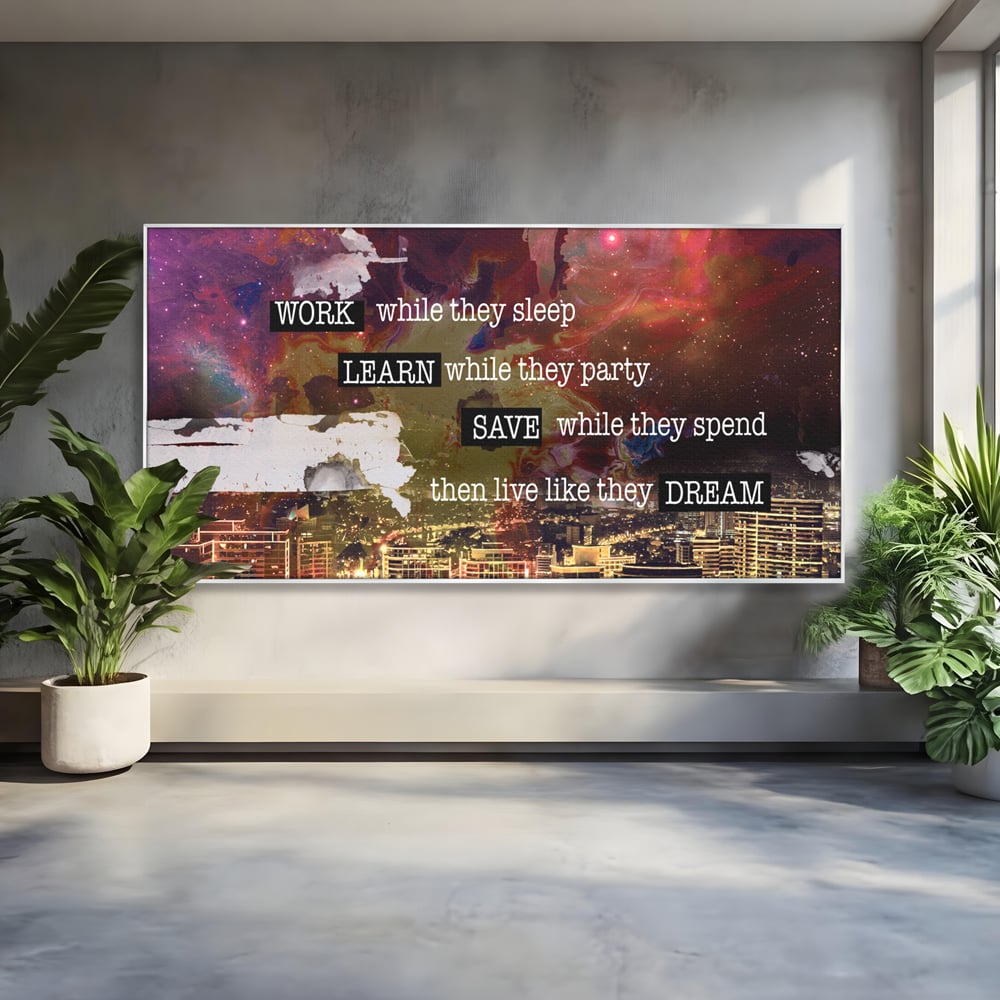 Tablou Canvas Premium LuxCanva® A1050, Dreams Work , Visuri, Munca, Succes, Motivational, Culori Vibrante