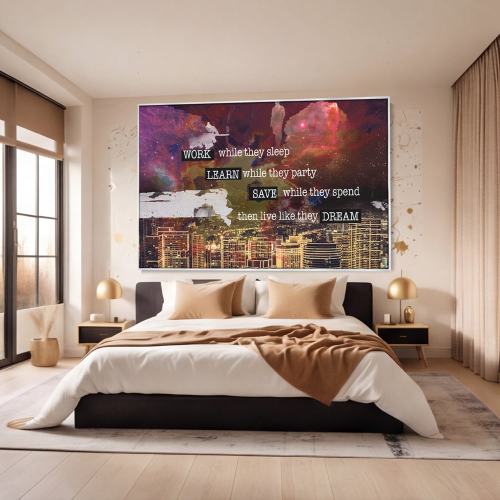 Tablou Canvas Premium LuxCanva® A1050, Dreams Work , Visuri, Munca, Succes, Motivational, Culori Vibrante