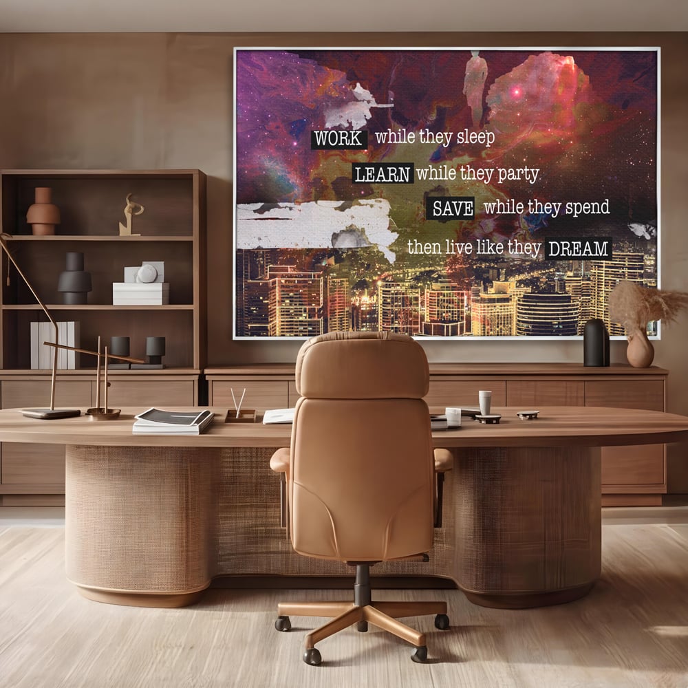 Tablou Canvas Premium LuxCanva® A1050, Dreams Work , Visuri, Munca, Succes, Motivational, Culori Vibrante