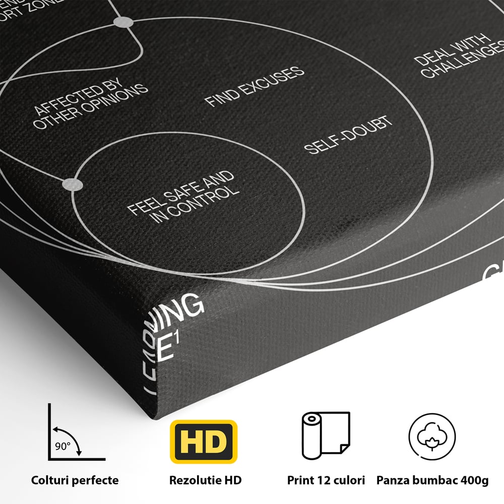 Tablou Canvas Premium LuxCanva® A1052, The Comfort Zone , Obiective, Succes, Pozitiv, Motivational, Culori Vibrante