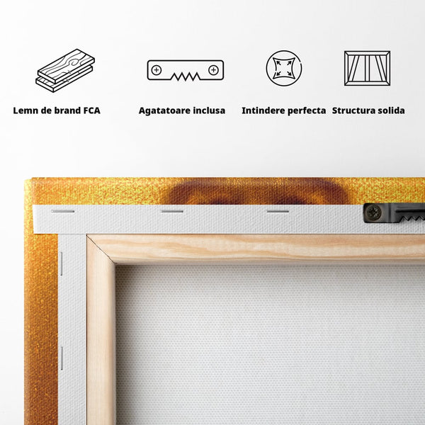 Tablou Canvas Premium LuxCanva® A1054, Gold Lips , Lip Gloss, Auriu, Senzual, Abstract, Culori Vibrante