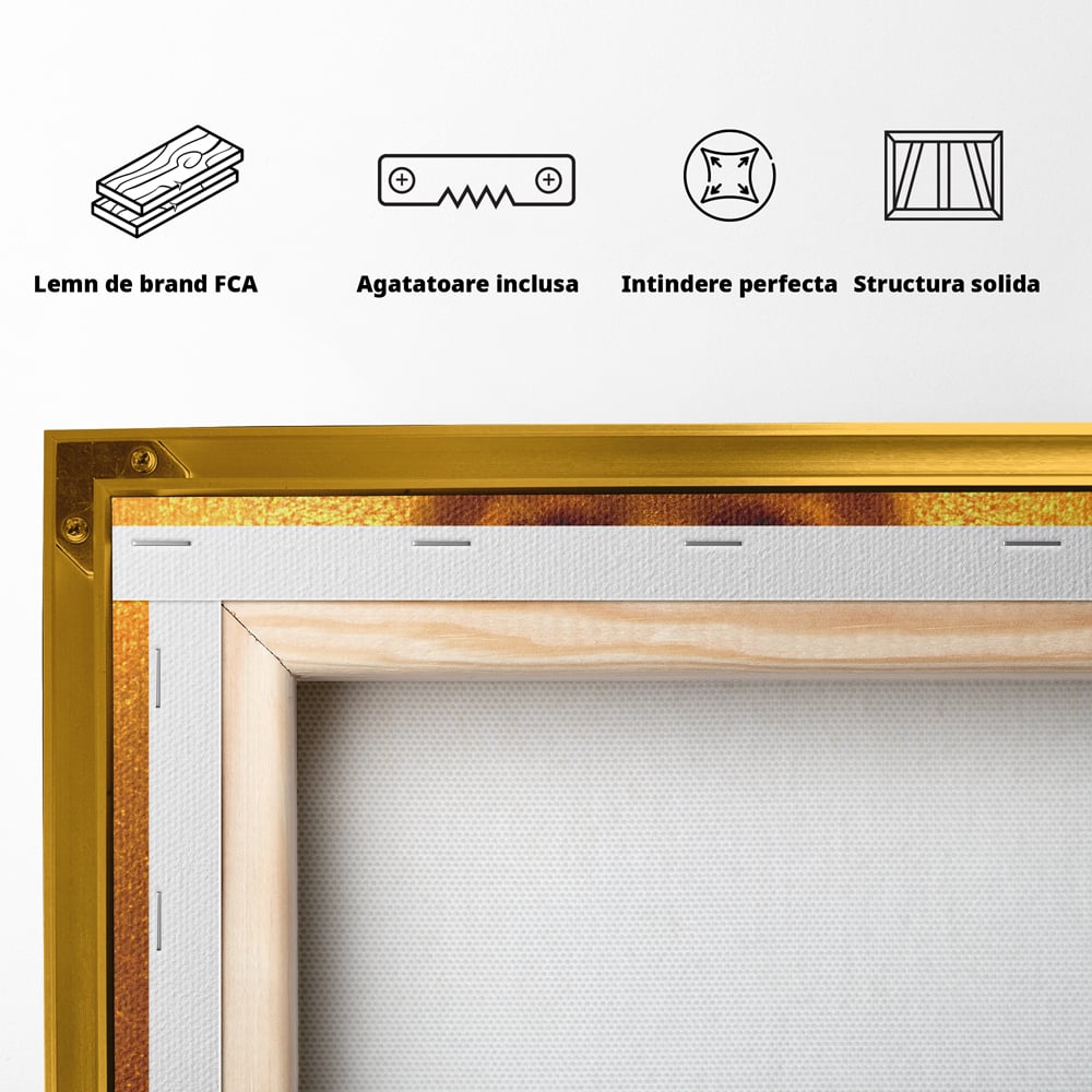 Tablou Canvas Premium LuxCanva® A1054, Gold Lips , Lip Gloss, Auriu, Senzual, Abstract, Culori Vibrante