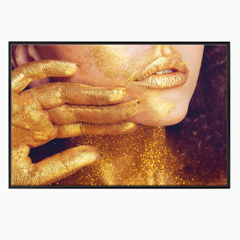 Leinwandbilder Premium LuxCanva® A1055, Magisches Mädchen, Portrait, Frau, Gold, Sinnlich, Abstrakt, Lebendige Farben