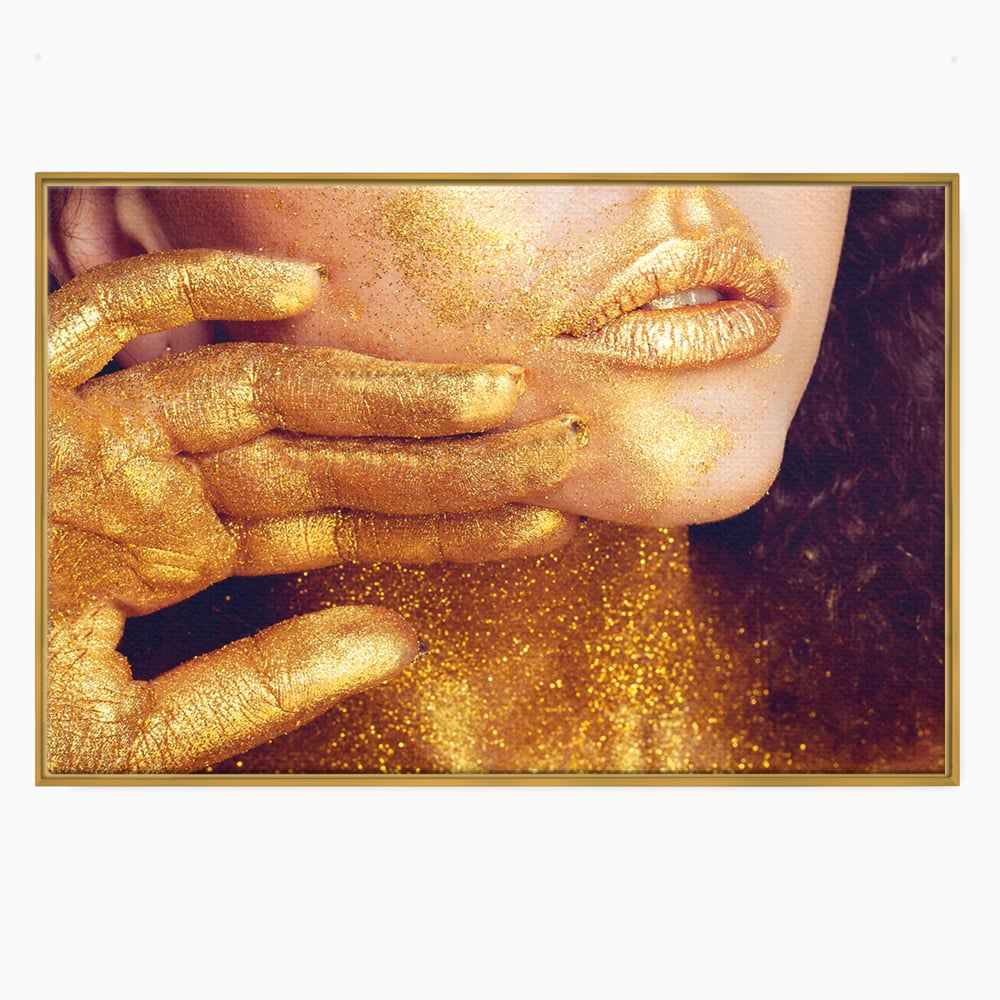 Leinwandbilder Premium LuxCanva® A1055, Magisches Mädchen, Portrait, Frau, Gold, Sinnlich, Abstrakt, Lebendige Farben