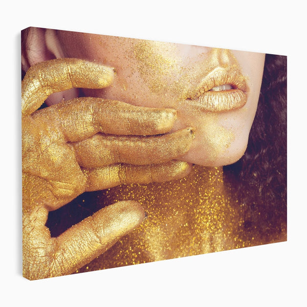 Tablou Canvas Premium LuxCanva® A1055, Magic Girl , Portret, Femeie, Auriu, Senzual, Abstract, Culori Vibrante
