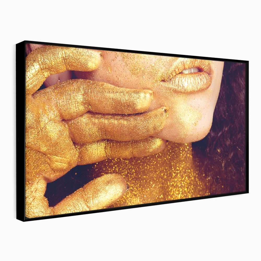 Leinwandbilder Premium LuxCanva® A1055, Magisches Mädchen, Portrait, Frau, Gold, Sinnlich, Abstrakt, Lebendige Farben