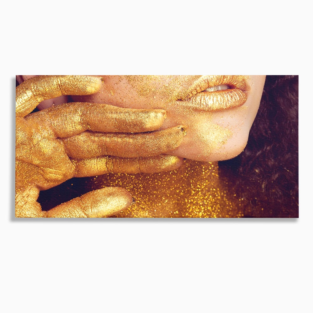 Leinwandbilder Premium LuxCanva® A1055, Magisches Mädchen, Portrait, Frau, Gold, Sinnlich, Abstrakt, Lebendige Farben
