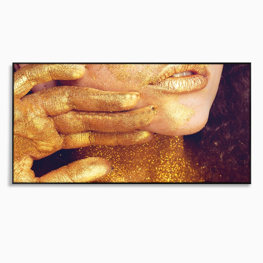 Leinwandbilder Premium LuxCanva® A1055, Magisches Mädchen, Portrait, Frau, Gold, Sinnlich, Abstrakt, Lebendige Farben