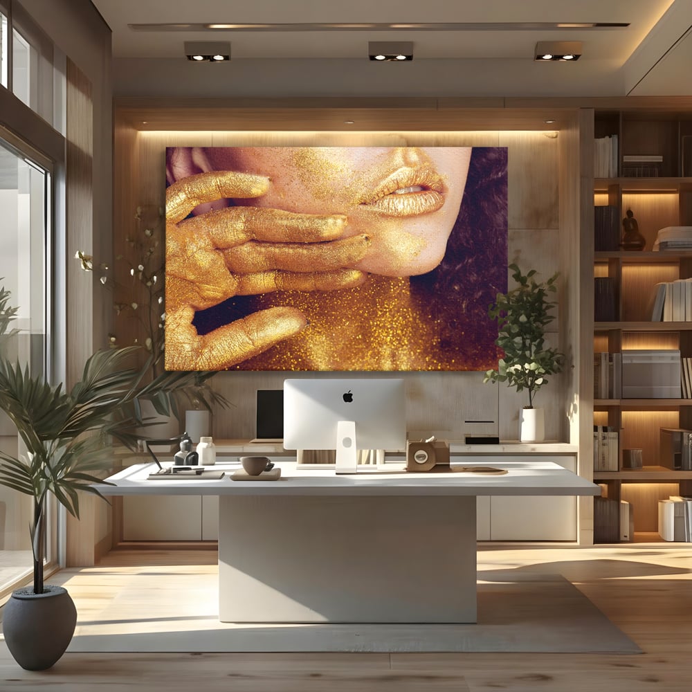 Tablou Canvas Premium LuxCanva® A1055, Magic Girl , Portret, Femeie, Auriu, Senzual, Abstract, Culori Vibrante