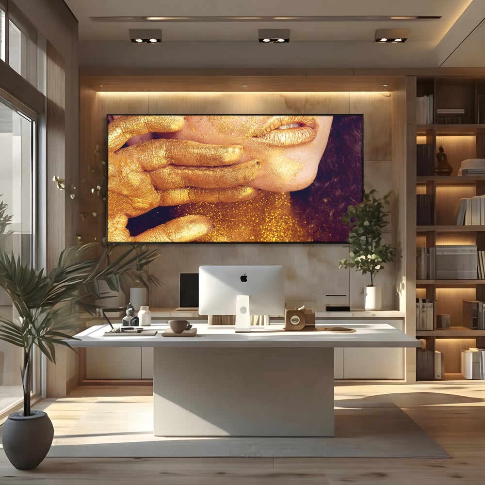 Leinwandbilder Premium LuxCanva® A1055, Magisches Mädchen, Portrait, Frau, Gold, Sinnlich, Abstrakt, Lebendige Farben
