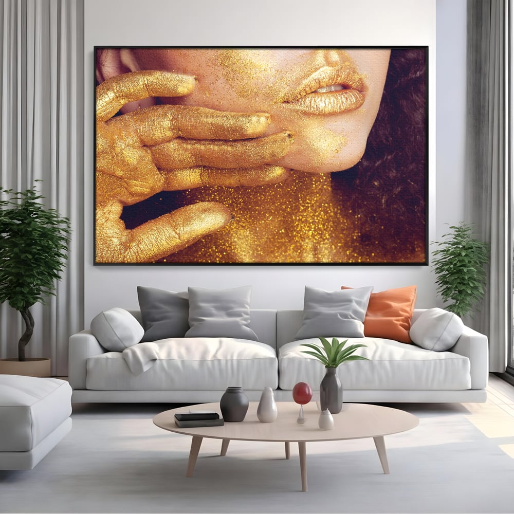Leinwandbilder Premium LuxCanva® A1055, Magisches Mädchen, Portrait, Frau, Gold, Sinnlich, Abstrakt, Lebendige Farben