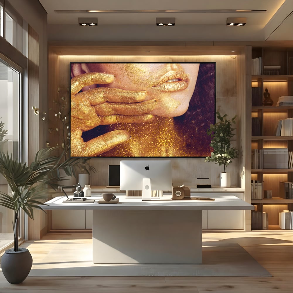 Leinwandbilder Premium LuxCanva® A1055, Magisches Mädchen, Portrait, Frau, Gold, Sinnlich, Abstrakt, Lebendige Farben