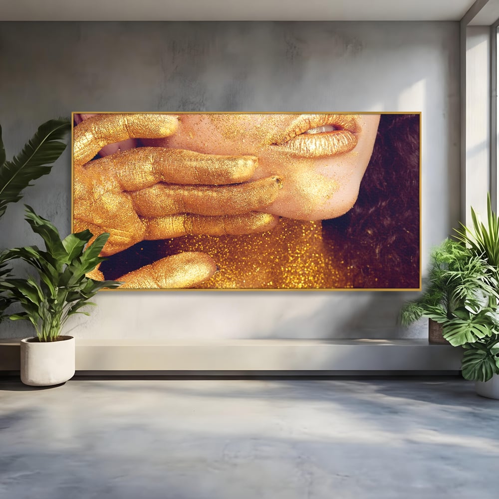 Leinwandbilder Premium LuxCanva® A1055, Magisches Mädchen, Portrait, Frau, Gold, Sinnlich, Abstrakt, Lebendige Farben