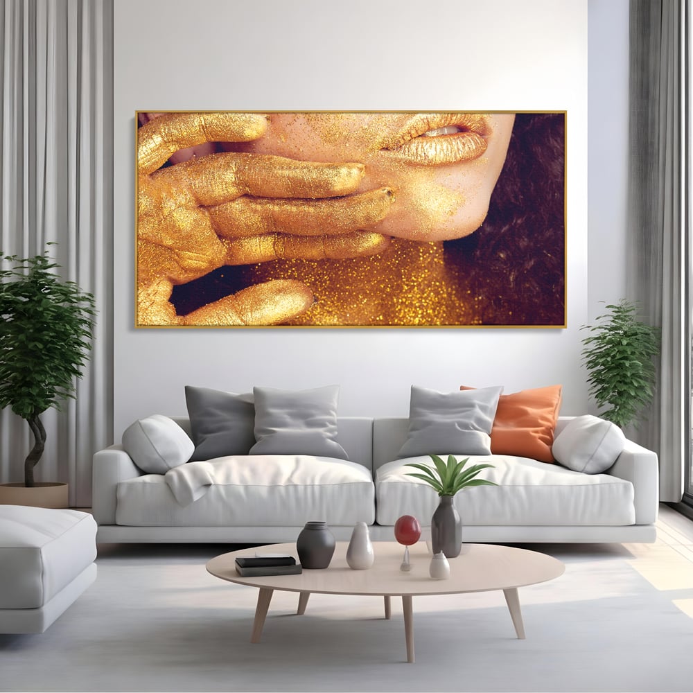 Leinwandbilder Premium LuxCanva® A1055, Magisches Mädchen, Portrait, Frau, Gold, Sinnlich, Abstrakt, Lebendige Farben