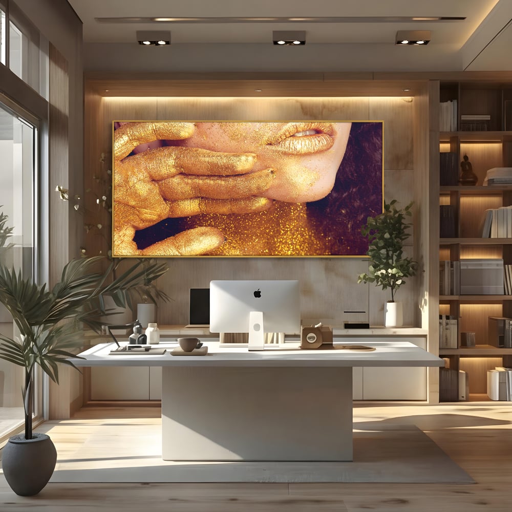 Leinwandbilder Premium LuxCanva® A1055, Magisches Mädchen, Portrait, Frau, Gold, Sinnlich, Abstrakt, Lebendige Farben