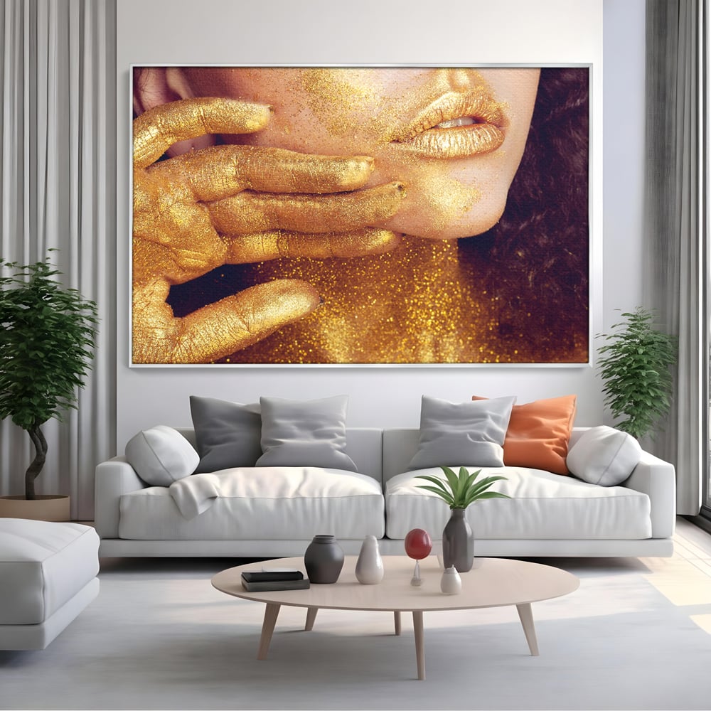 Leinwandbilder Premium LuxCanva® A1055, Magisches Mädchen, Portrait, Frau, Gold, Sinnlich, Abstrakt, Lebendige Farben