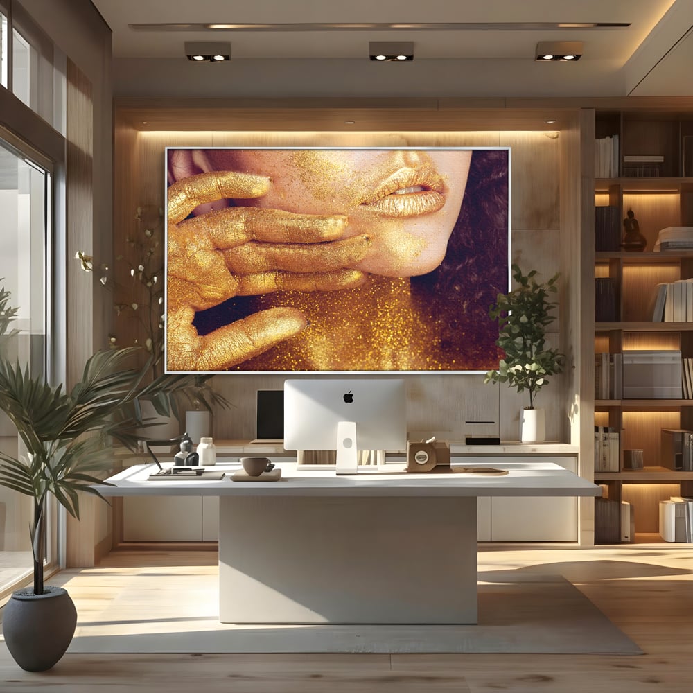 Leinwandbilder Premium LuxCanva® A1055, Magisches Mädchen, Portrait, Frau, Gold, Sinnlich, Abstrakt, Lebendige Farben