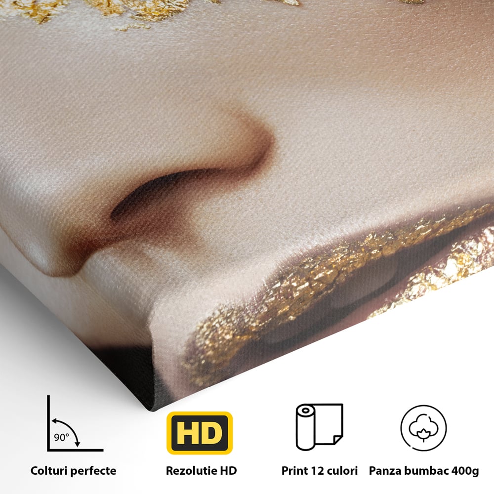 Leinwandbilder Premium LuxCanva® A1056, Goldene Augen , Portrait, Frau, Golden, Sinnlich, Abstrakt, Lebendige Farben