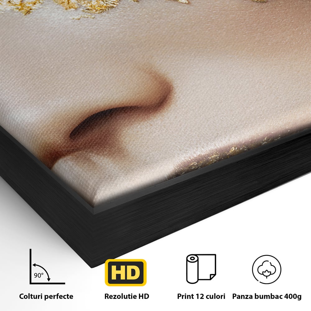 Leinwandbilder Premium LuxCanva® A1056, Goldene Augen , Portrait, Frau, Golden, Sinnlich, Abstrakt, Lebendige Farben