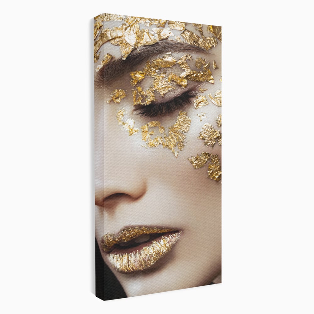 Leinwandbilder Premium LuxCanva® A1056, Goldene Augen , Portrait, Frau, Golden, Sinnlich, Abstrakt, Lebendige Farben