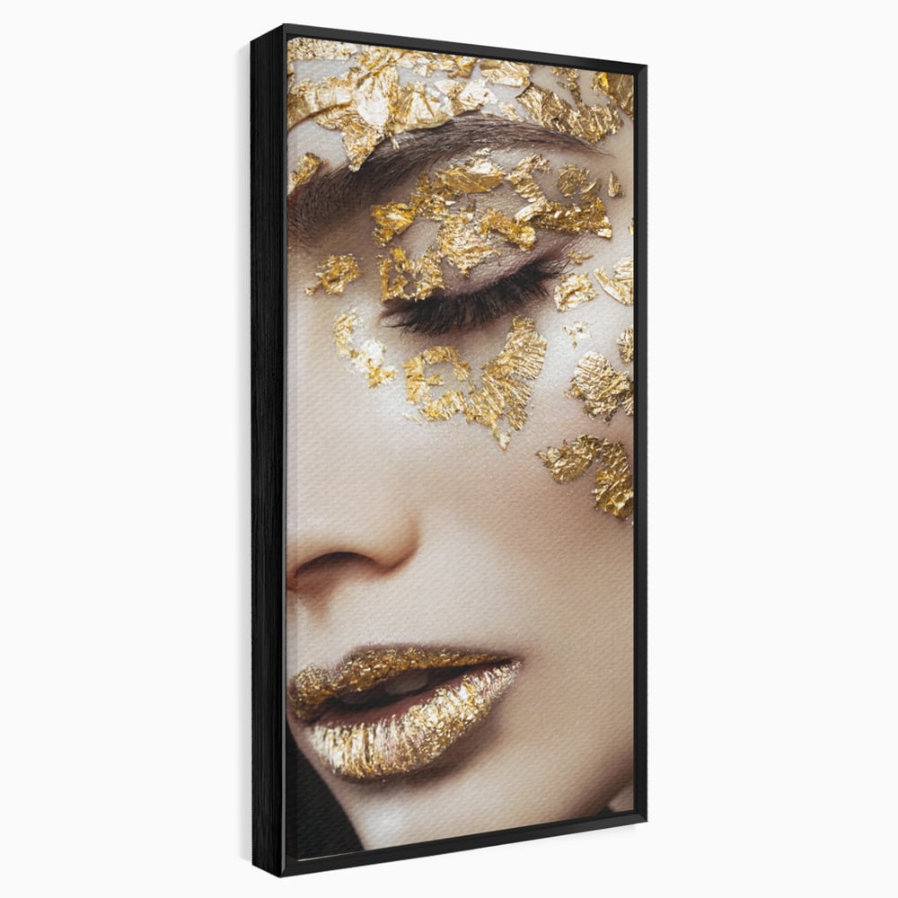 Leinwandbilder Premium LuxCanva® A1056, Goldene Augen , Portrait, Frau, Golden, Sinnlich, Abstrakt, Lebendige Farben