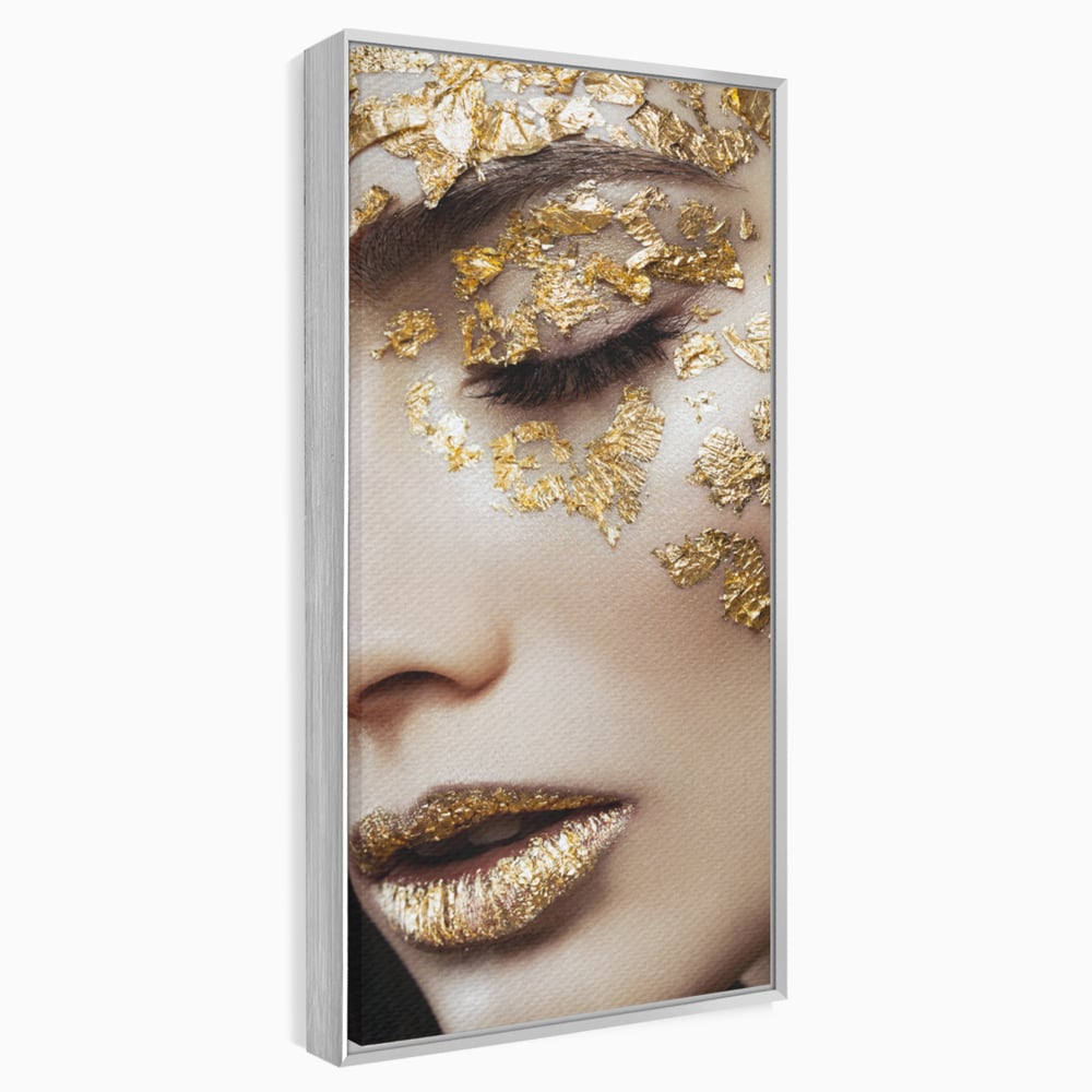 Leinwandbilder Premium LuxCanva® A1056, Goldene Augen , Portrait, Frau, Golden, Sinnlich, Abstrakt, Lebendige Farben