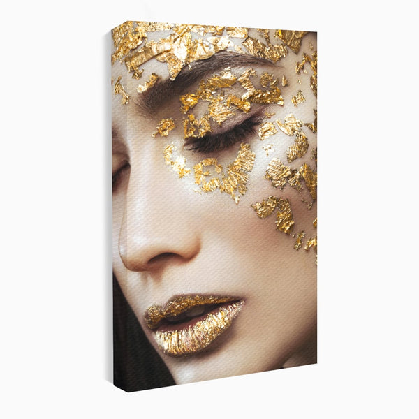 Tablou Canvas Premium LuxCanva® A1056, Gold Eyes ,  Portret, Femeie, Auriu, Senzual, Abstract, Culori Vibrante
