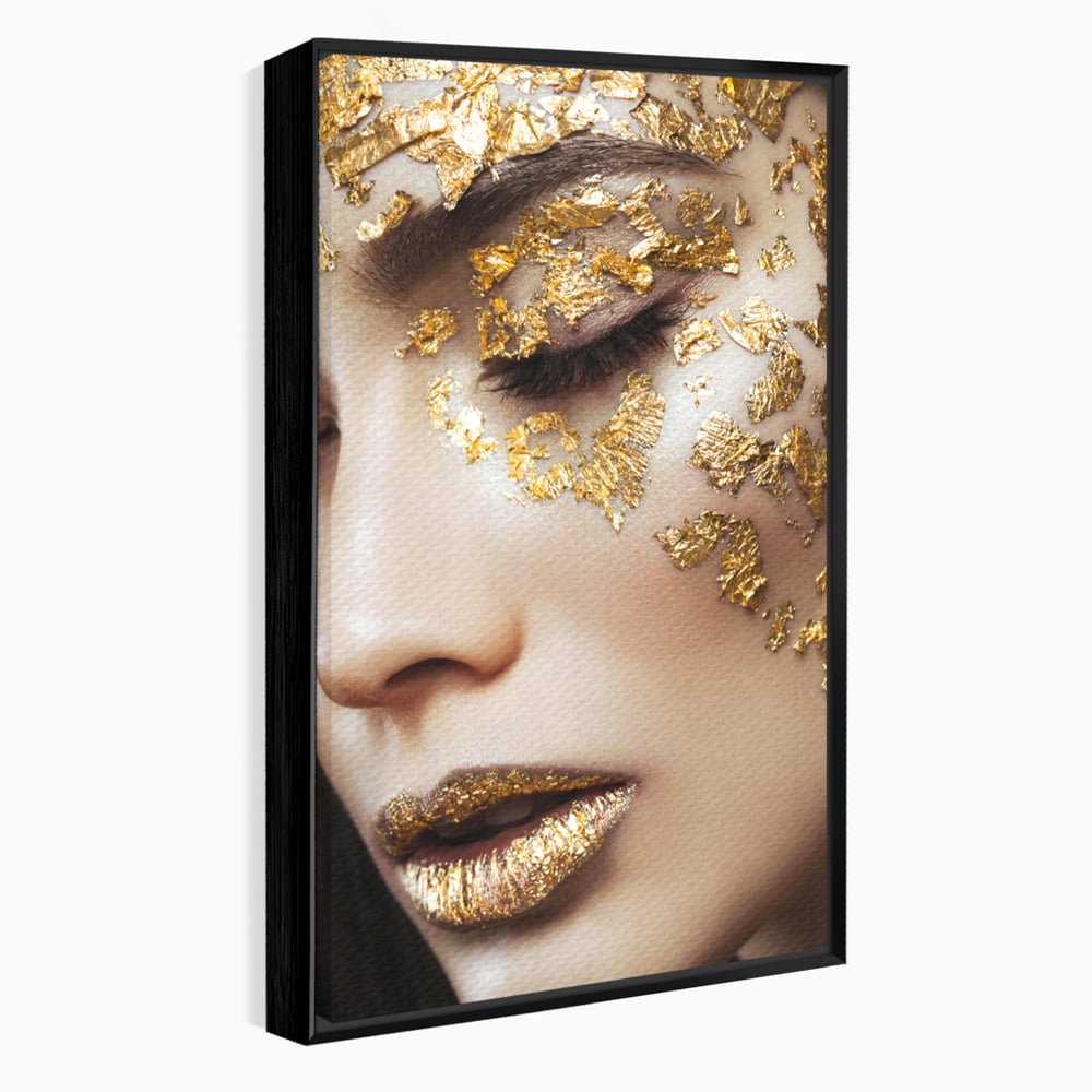 Leinwandbilder Premium LuxCanva® A1056, Goldene Augen , Portrait, Frau, Golden, Sinnlich, Abstrakt, Lebendige Farben