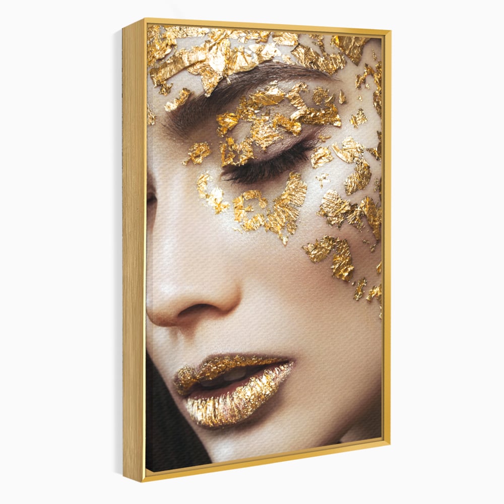 Leinwandbilder Premium LuxCanva® A1056, Goldene Augen , Portrait, Frau, Golden, Sinnlich, Abstrakt, Lebendige Farben