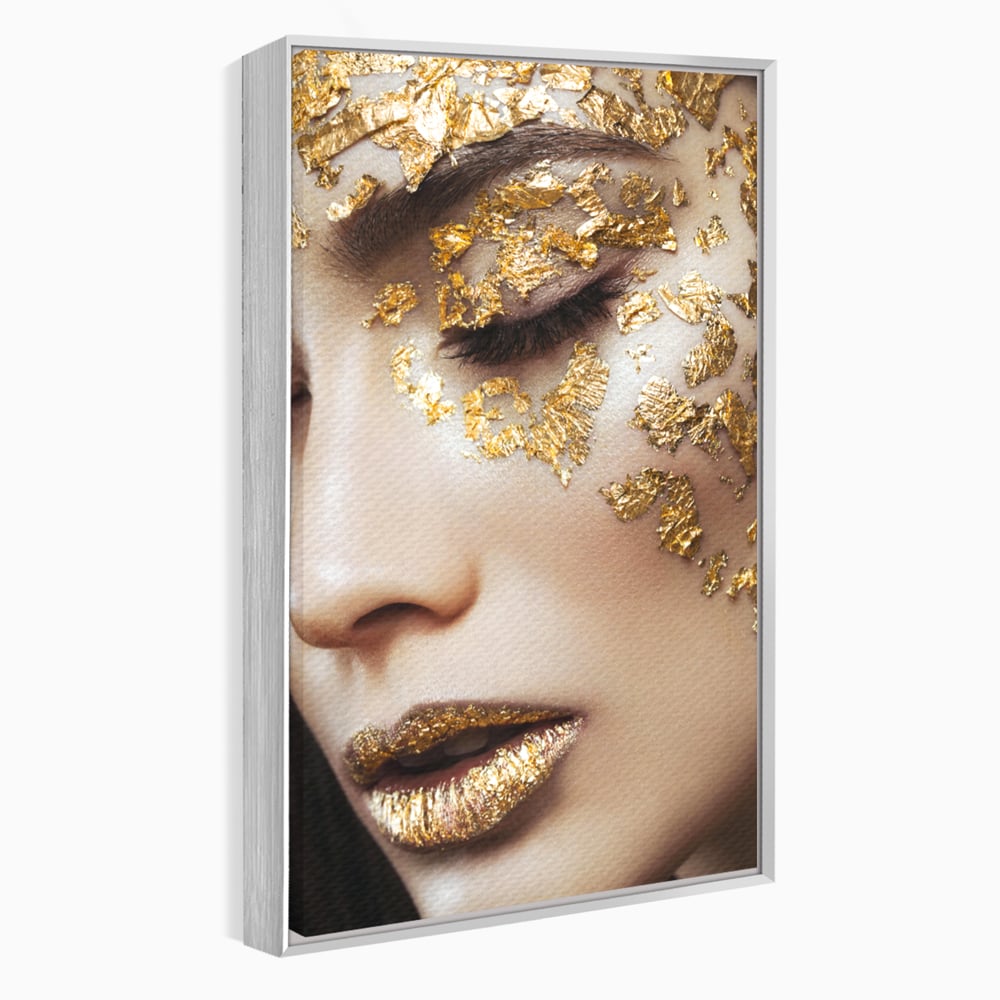 Leinwandbilder Premium LuxCanva® A1056, Goldene Augen , Portrait, Frau, Golden, Sinnlich, Abstrakt, Lebendige Farben