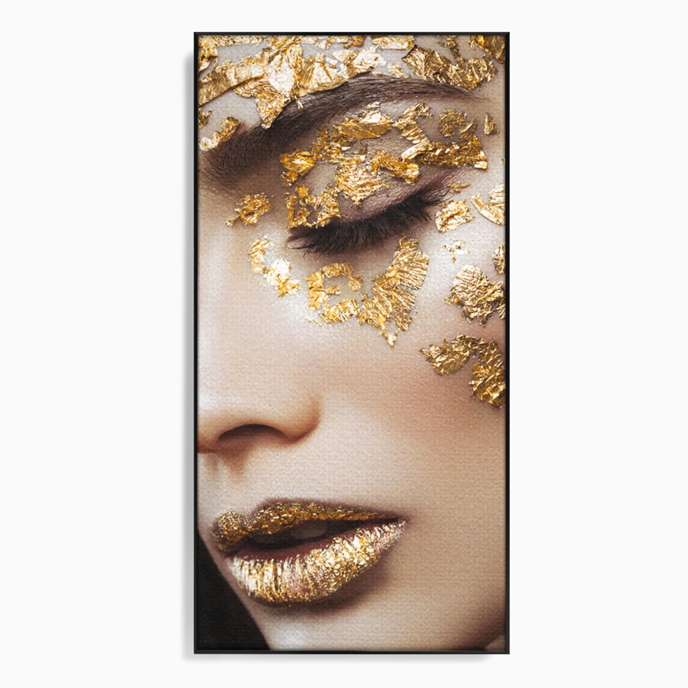 Leinwandbilder Premium LuxCanva® A1056, Goldene Augen , Portrait, Frau, Golden, Sinnlich, Abstrakt, Lebendige Farben