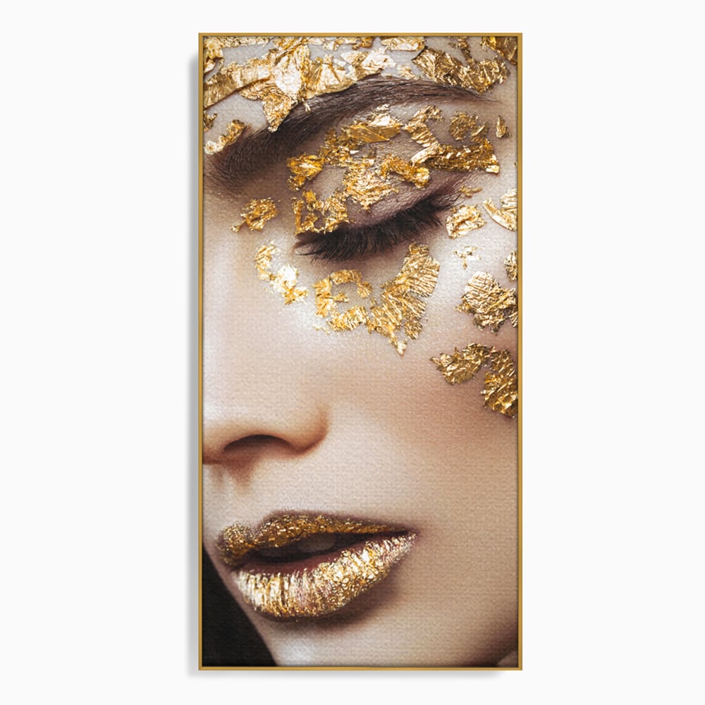 Leinwandbilder Premium LuxCanva® A1056, Goldene Augen , Portrait, Frau, Golden, Sinnlich, Abstrakt, Lebendige Farben